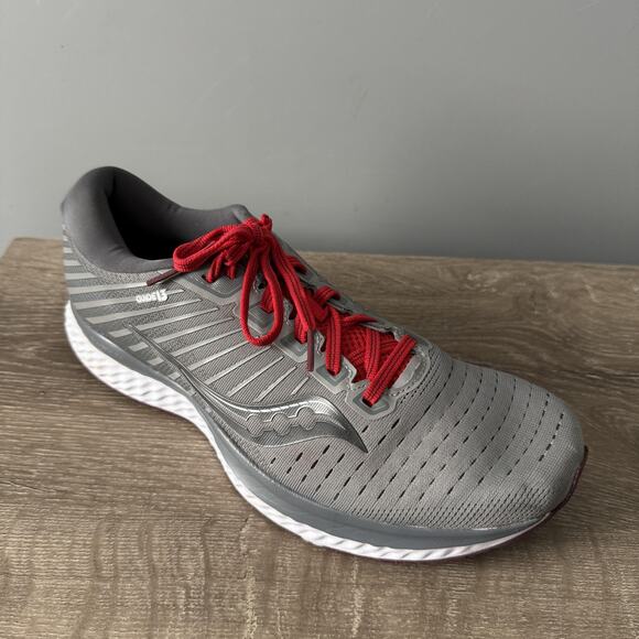 Saucony Guide 13 Running Shoes Mens Size 10 Gray Red Stability PWRRUN S20548-30 - Picture 1 of 10